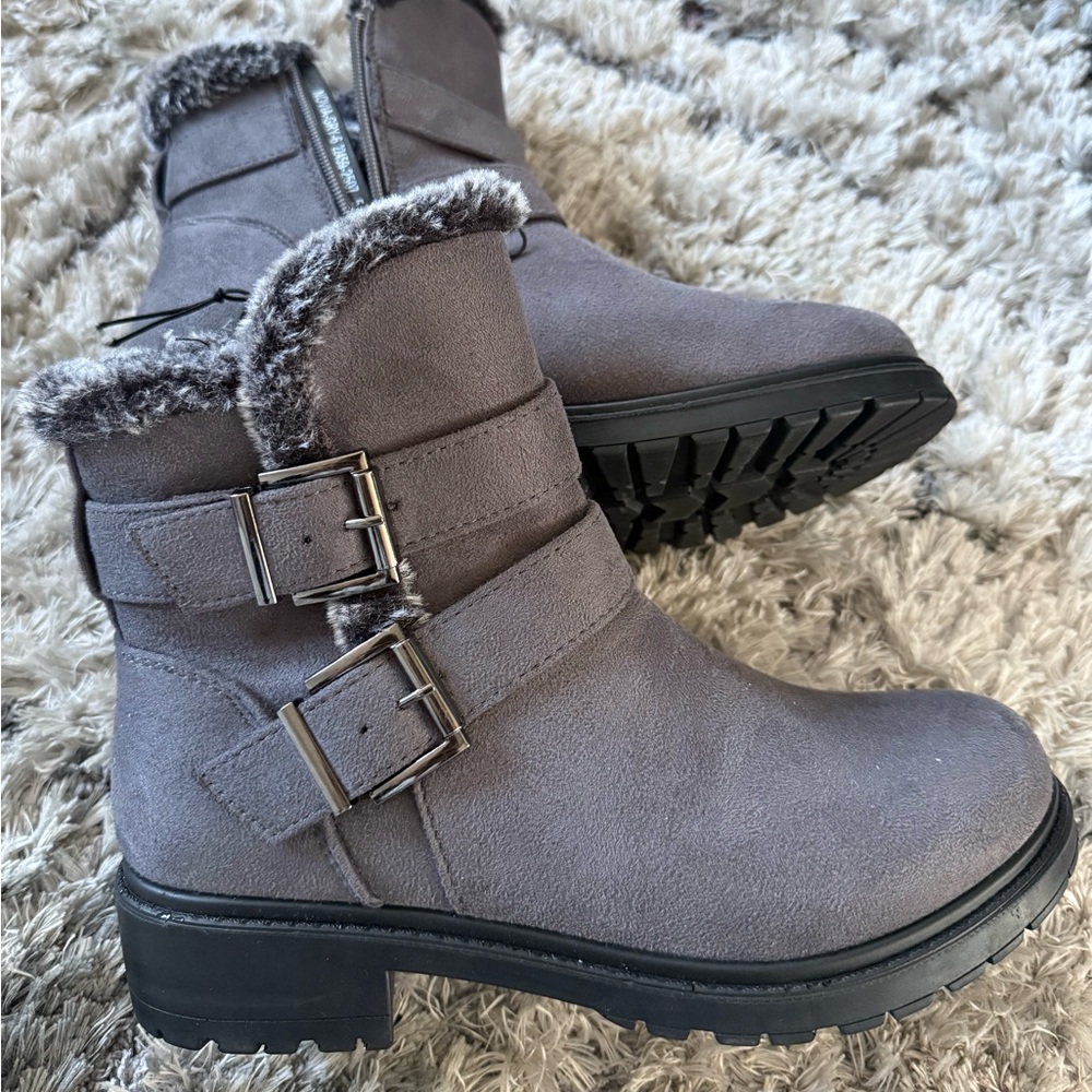 Flexus Waterproof Boots By Spring Step Womens Grey Bootie Zip Shoes Fur Size 5.5